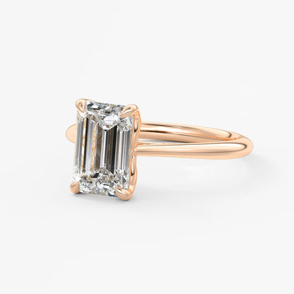 Tulip emerald cathedral engagement ring