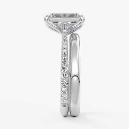Tulip emerald pavé cathedral solitaire ring