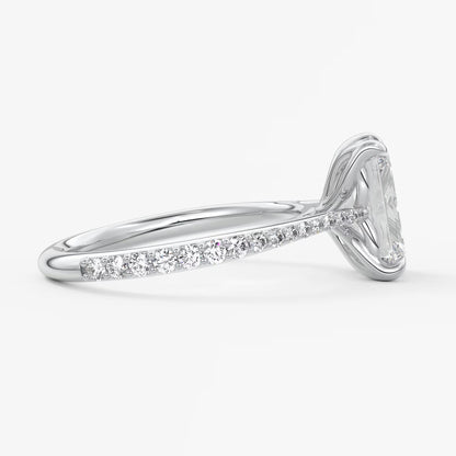 Tulip emerald pavé cathedral solitaire ring