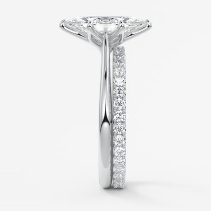 Tulip marquise cathedral engagement ring