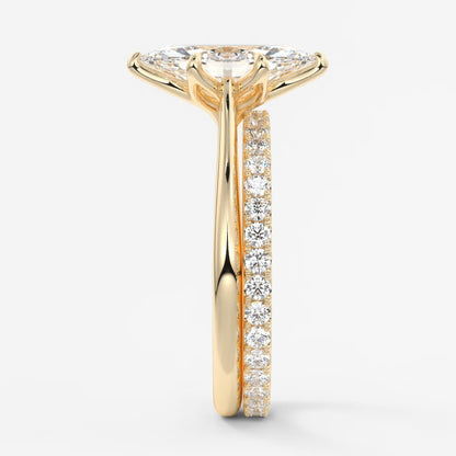 Tulip marquise cathedral engagement ring