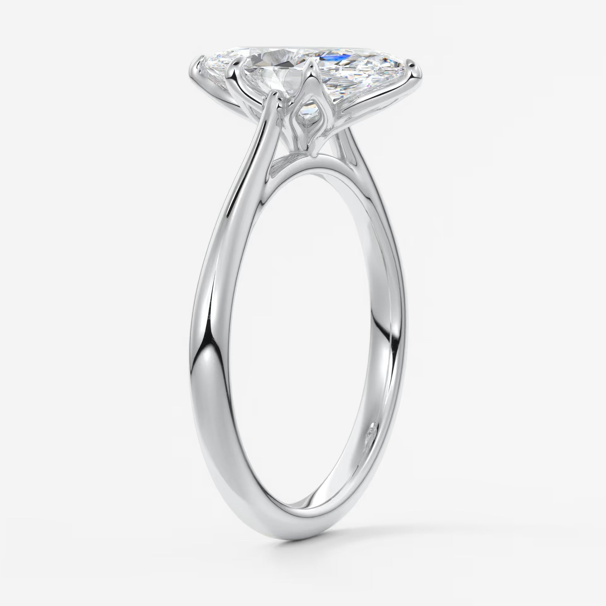Tulip marquise cathedral engagement ring