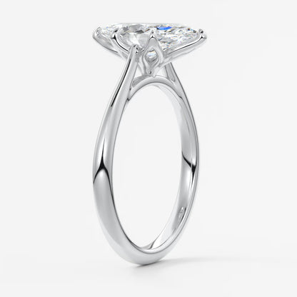 Tulip marquise cathedral engagement ring