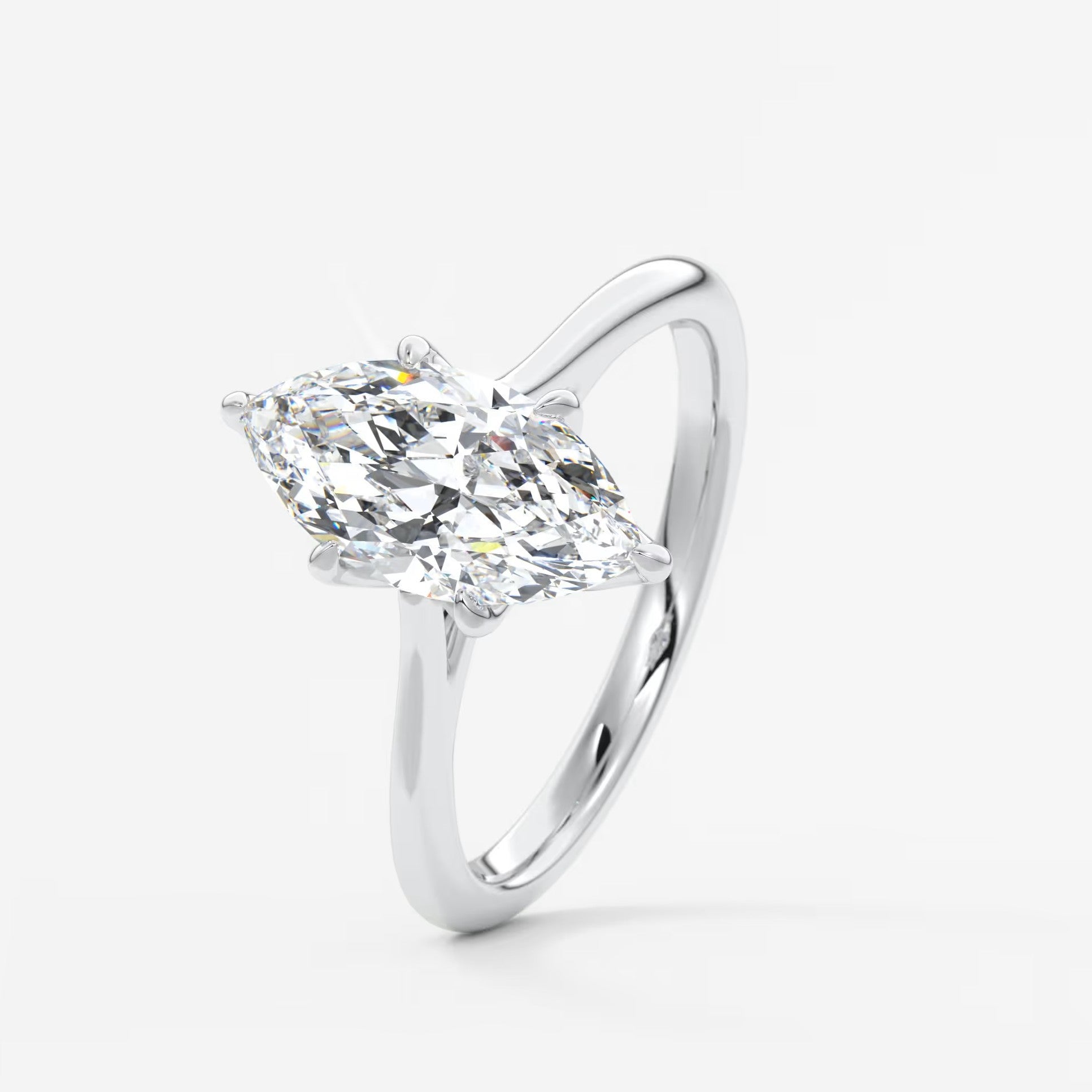 Tulip marquise cathedral engagement ring