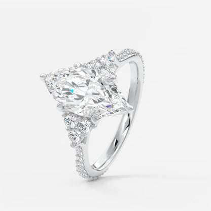 Tulip marquise cathedral pavé engagement ring