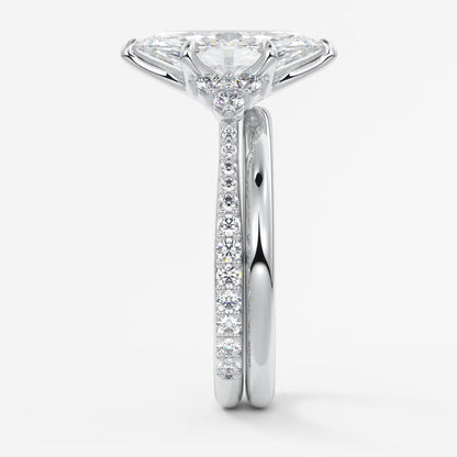 Tulip marquise cathedral pavé engagement ring