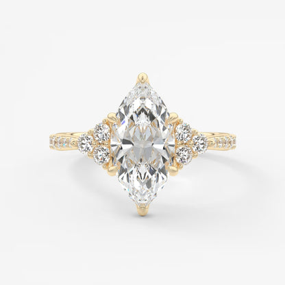 Tulip marquise cathedral pavé engagement ring