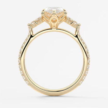 Tulip marquise cathedral pavé engagement ring