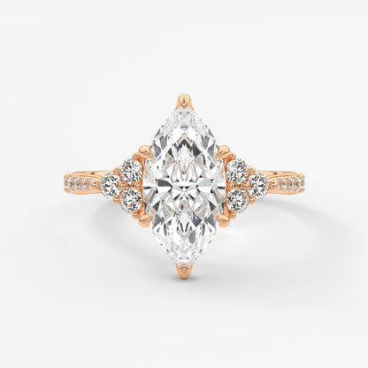 Tulip marquise cathedral pavé engagement ring