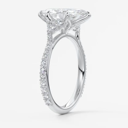 Tulip marquise cathedral pavé engagement ring