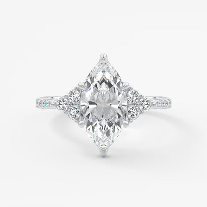 Tulip marquise cathedral pavé engagement ring