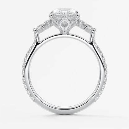 Tulip marquise cathedral pavé engagement ring