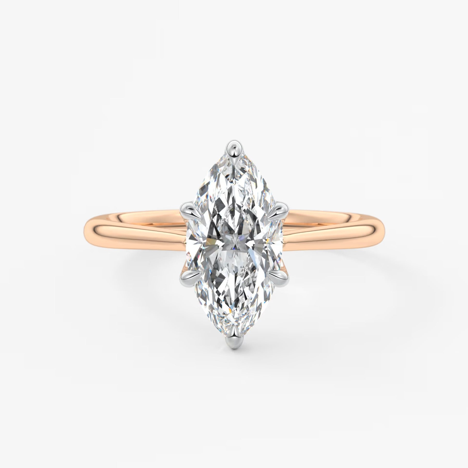 Tulip marquise two-tone cathedral engagement ring