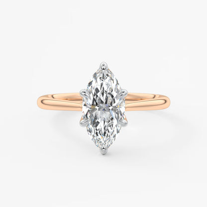 Tulip marquise two-tone cathedral engagement ring