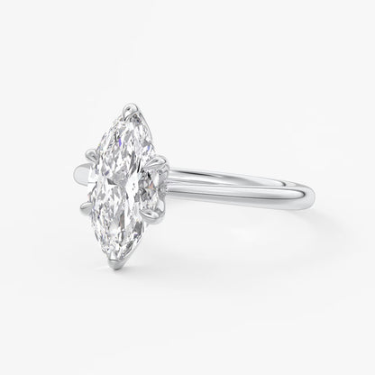 Tulip marquise two-tone cathedral engagement ring