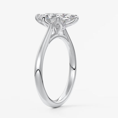 Tulip marquise two-tone cathedral engagement ring