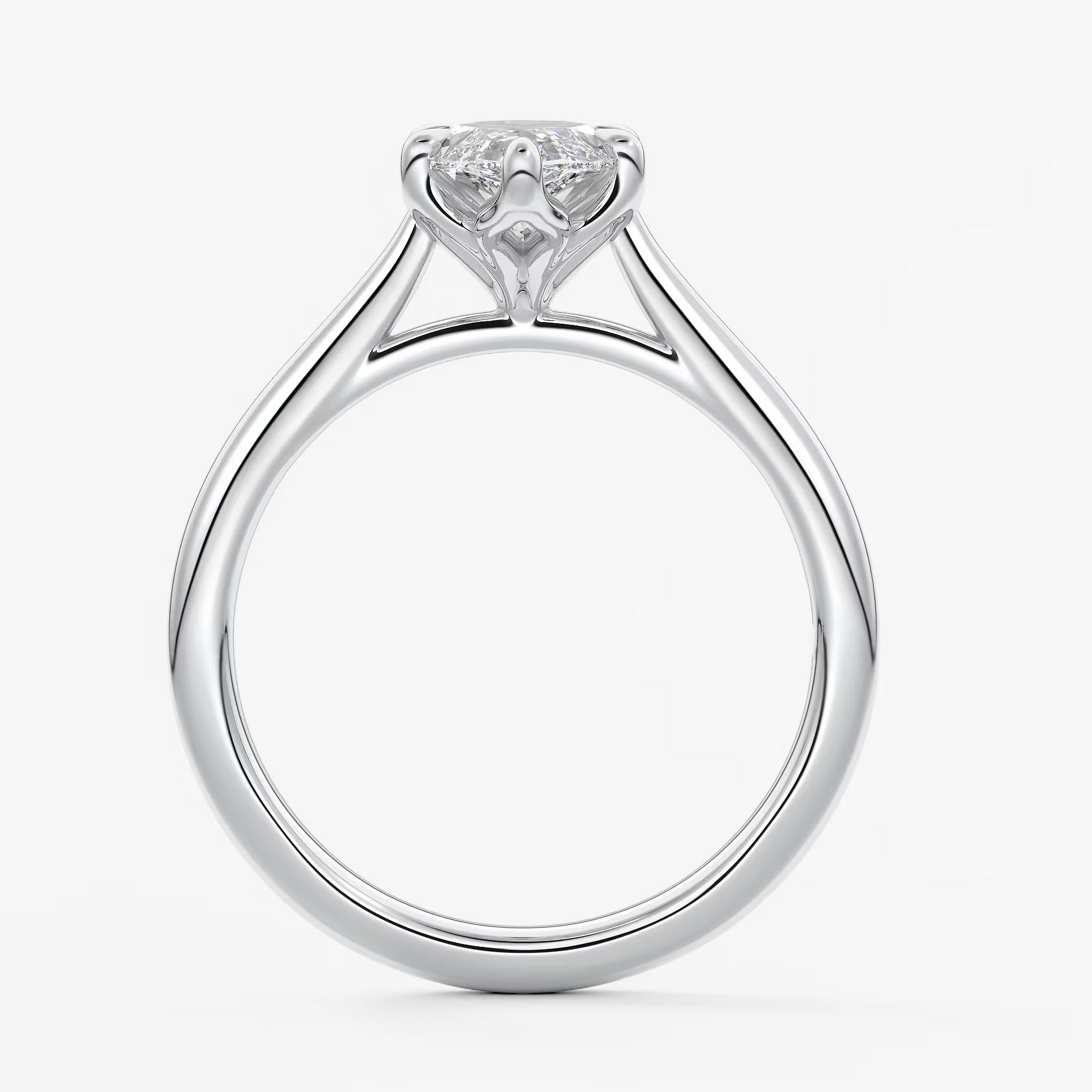 Tulip marquise two-tone cathedral engagement ring