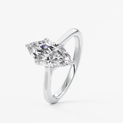 Tulip marquise two-tone cathedral engagement ring