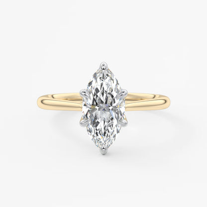 Tulip marquise two-tone cathedral engagement ring
