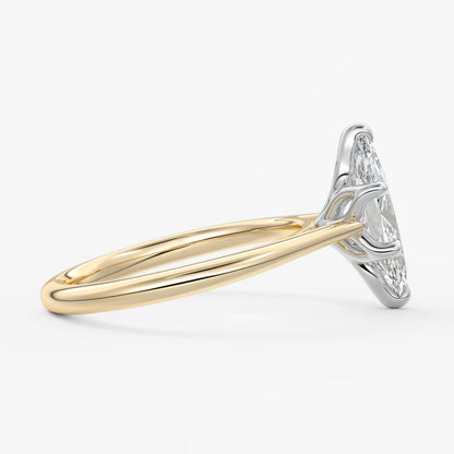 Tulip marquise two-tone cathedral engagement ring