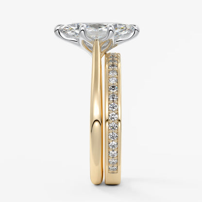 Tulip marquise two-tone cathedral engagement ring