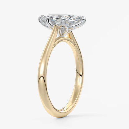 Tulip marquise two-tone cathedral engagement ring