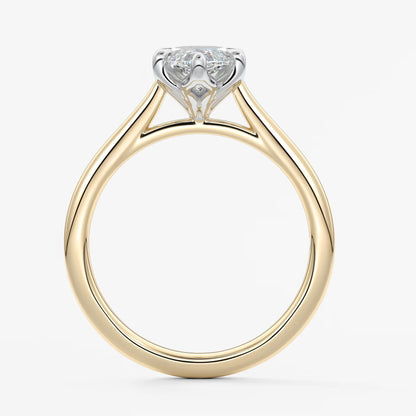 Tulip marquise two-tone cathedral engagement ring