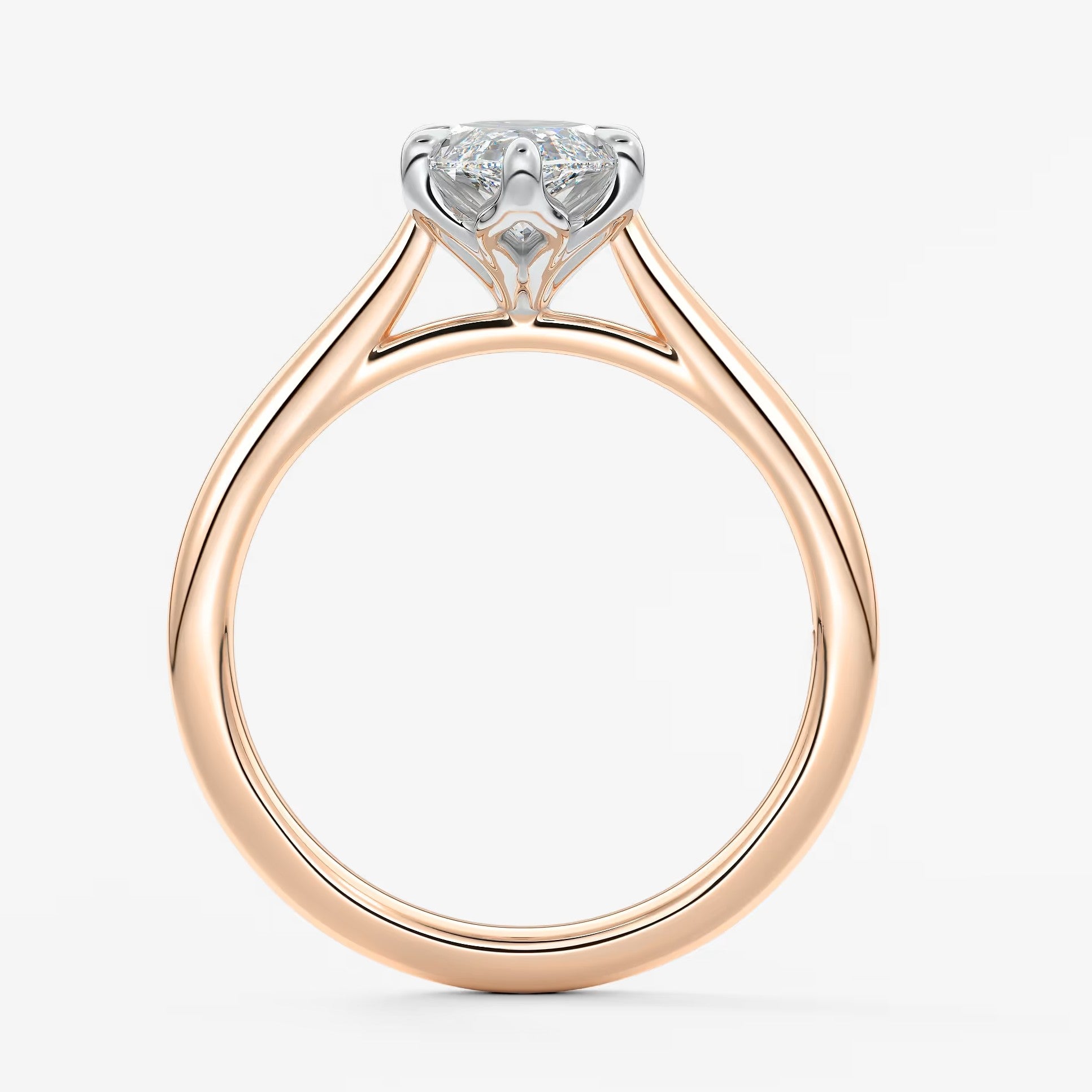 Tulip marquise two-tone cathedral engagement ring