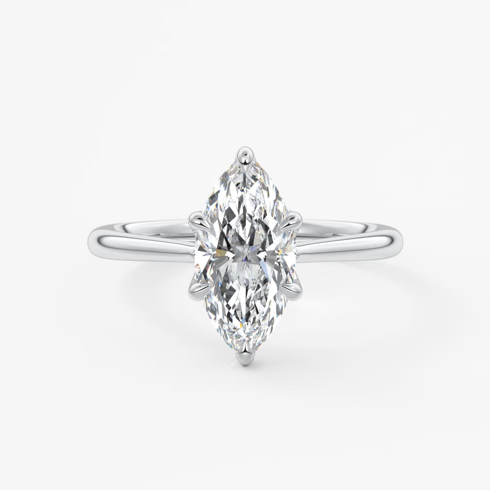 Tulip marquise two-tone cathedral engagement ring