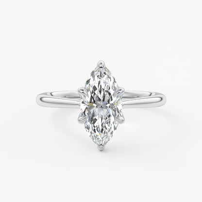 Tulip marquise two-tone cathedral engagement ring