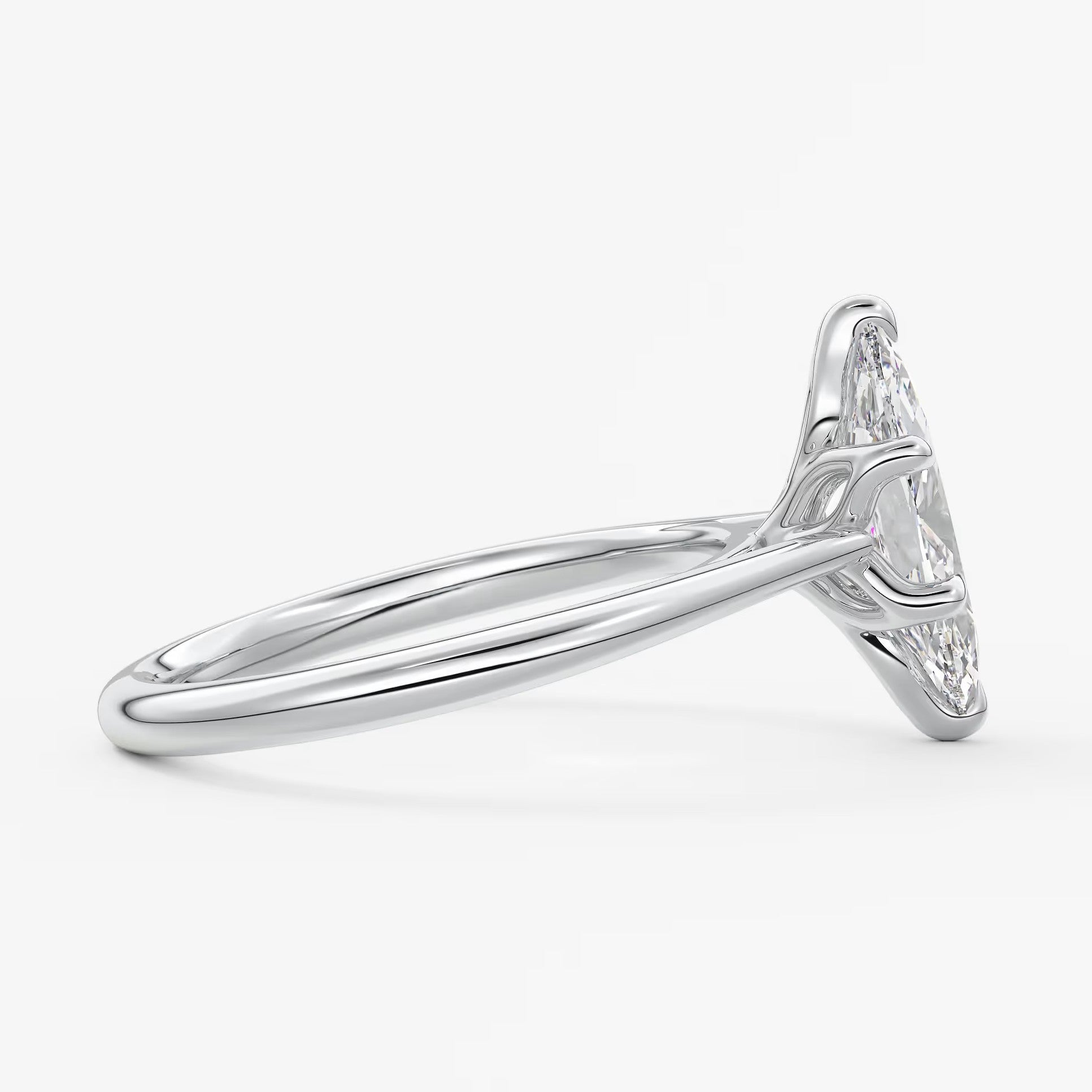 Tulip marquise two-tone cathedral engagement ring