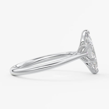 Tulip marquise two-tone cathedral engagement ring