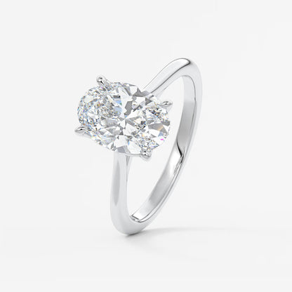 Tulip oval two-tone cathedral engagement ring