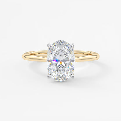 Tulip oval two-tone cathedral engagement ring