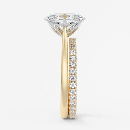 Tulip oval two-tone cathedral engagement ring