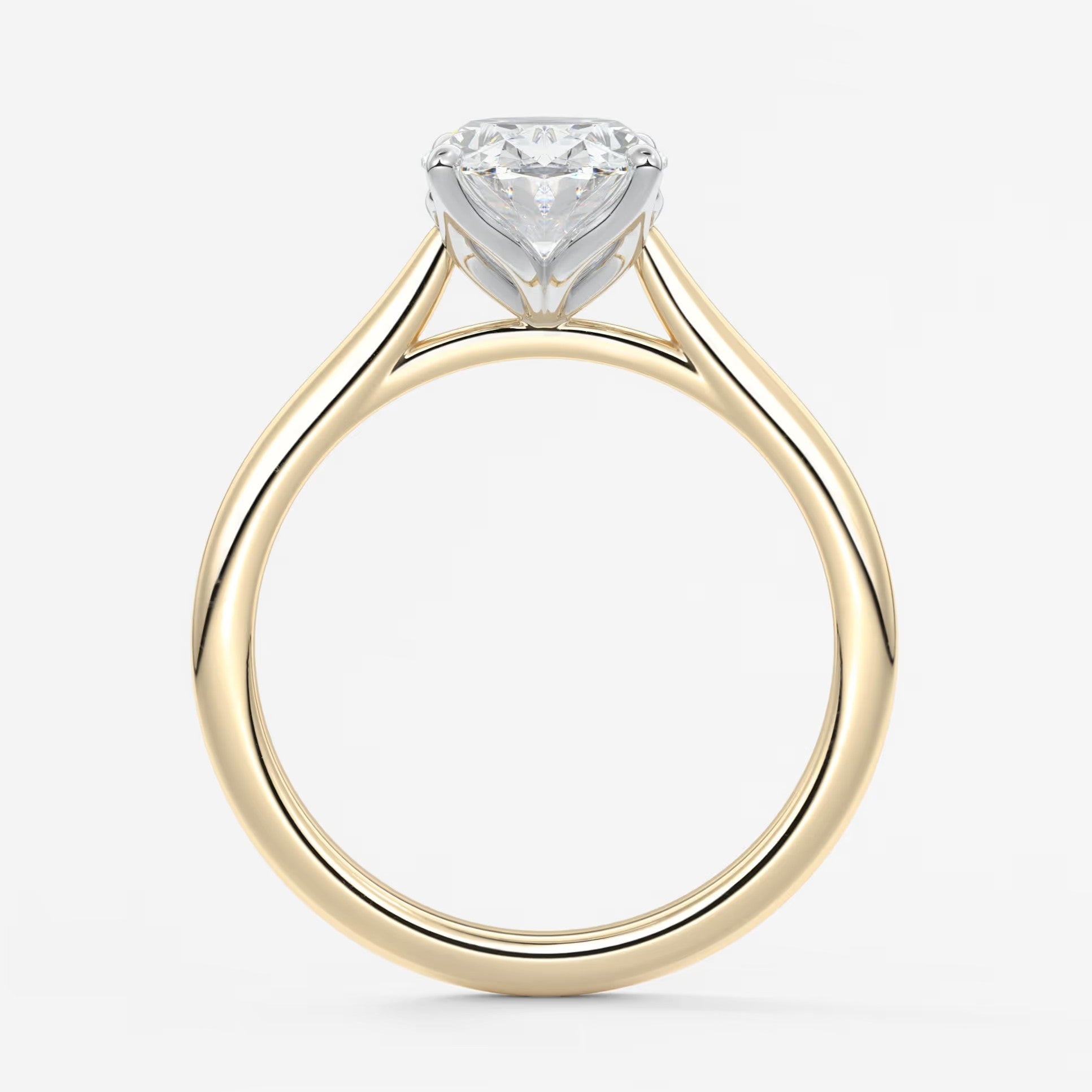 Tulip oval two-tone cathedral engagement ring