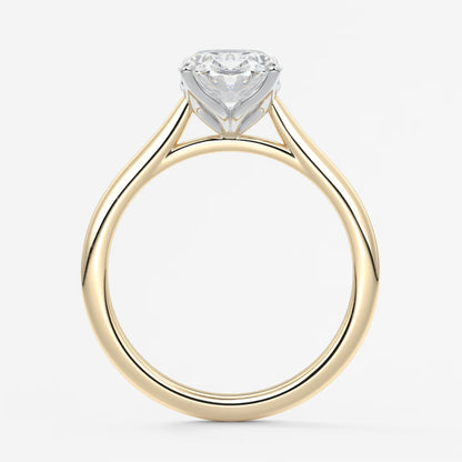 Tulip oval two-tone cathedral engagement ring
