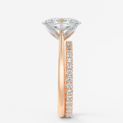 Tulip oval two-tone cathedral engagement ring