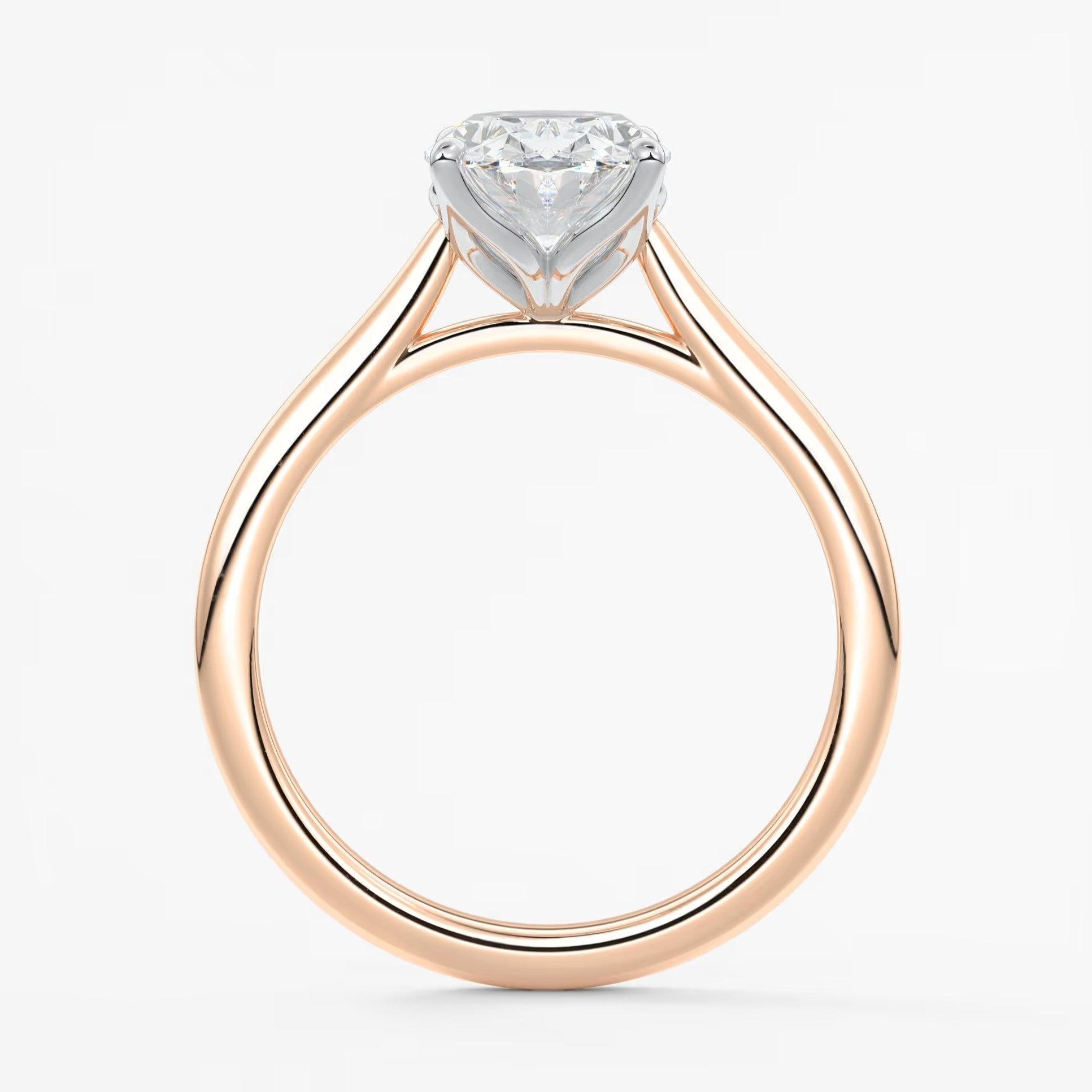 Tulip oval two-tone cathedral engagement ring