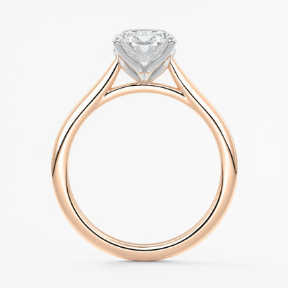Tulip oval two-tone cathedral engagement ring