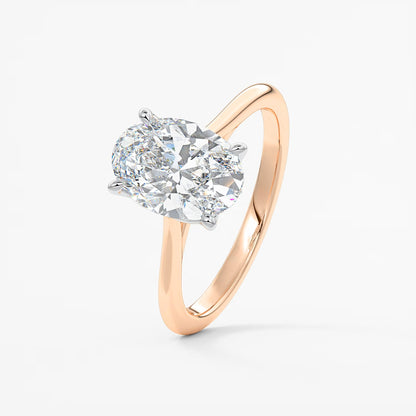 Tulip oval two-tone cathedral engagement ring