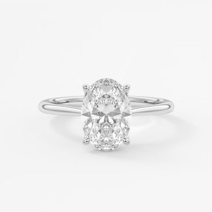 Tulip oval two-tone cathedral engagement ring