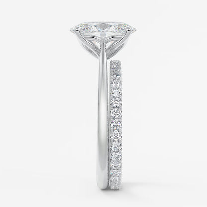 Tulip oval two-tone cathedral engagement ring