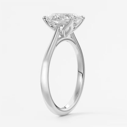 Tulip oval two-tone cathedral engagement ring