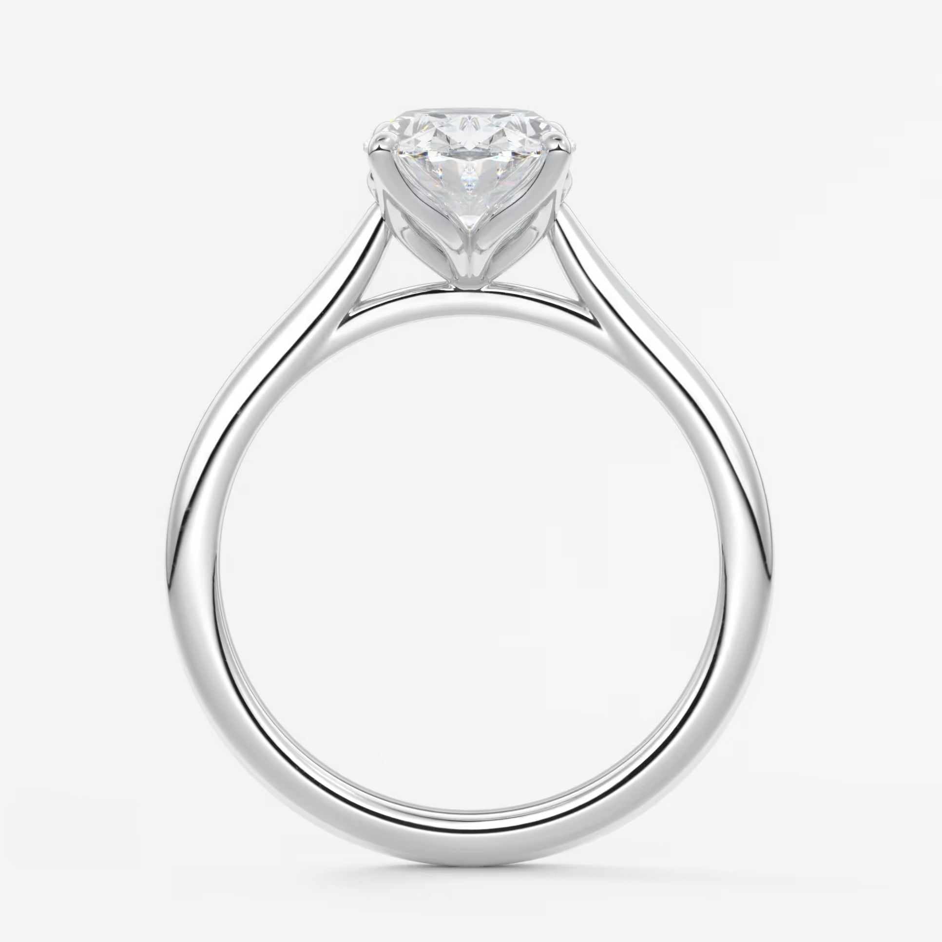 Tulip oval two-tone cathedral engagement ring