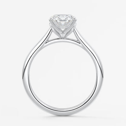 Tulip oval two-tone cathedral engagement ring