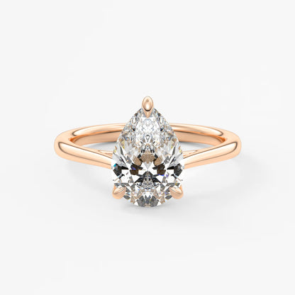 Tulip pear cathedral engagement ring