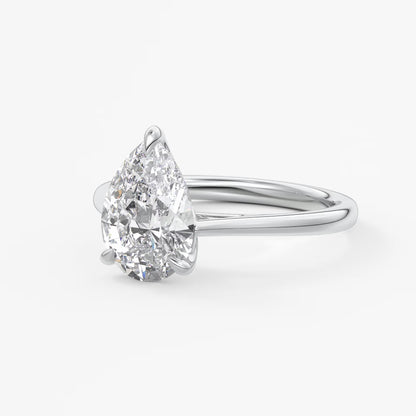 Tulip pear cathedral engagement ring