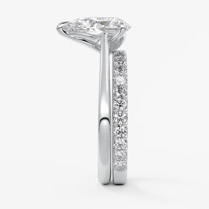 Tulip pear cathedral engagement ring