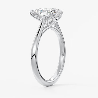 Tulip pear cathedral engagement ring